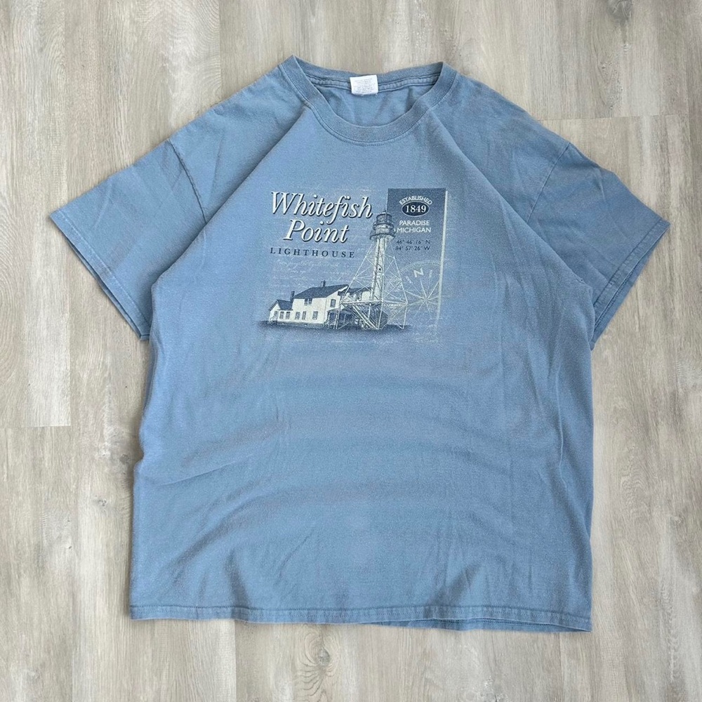 Whitefish Point Lighthouse Blue Tee